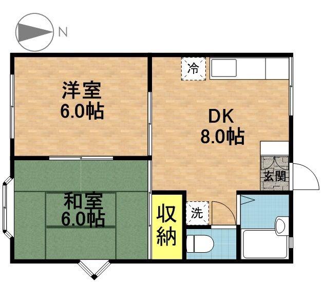 シャルムミクニC(2DK/2階)の間取り写真