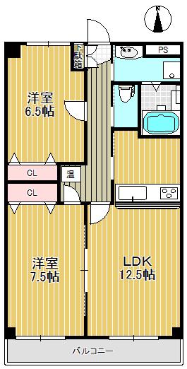 スカイコート(2LDK/5階)の間取り写真