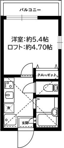 リーヴェルポート横浜三ツ沢II(1K/1階)の間取り写真
