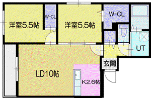 BIBOスクエア千歳(2LDK/2階)の間取り写真
