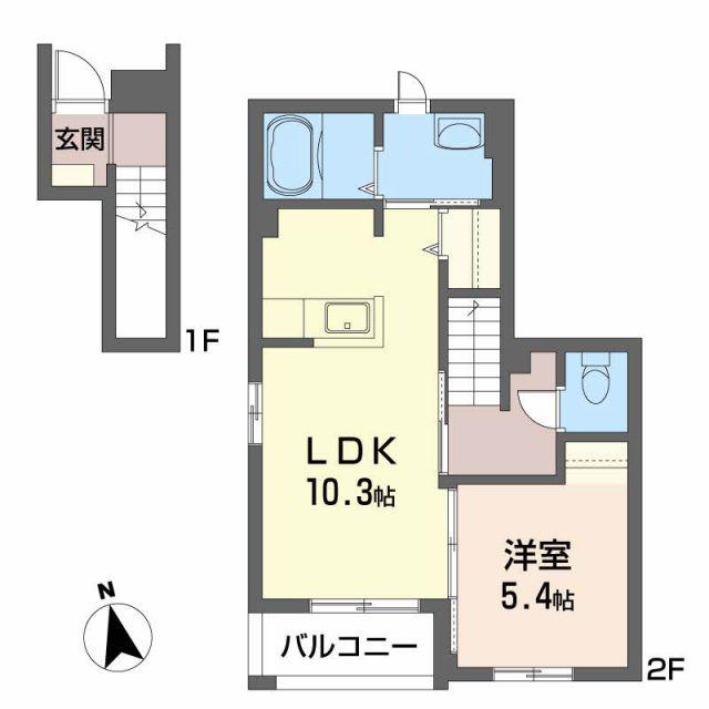 プリマヴェーラ(1LDK/2階)の間取り写真