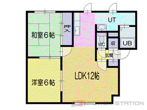 長橋コーポE棟(2LDK/1階)の間取り写真