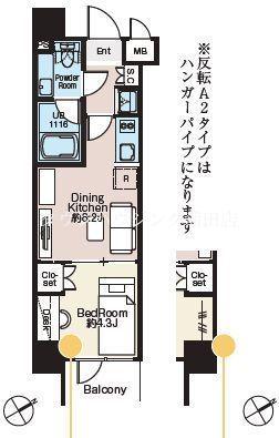 ベルファース大森ノース(1DK/8階)の間取り写真