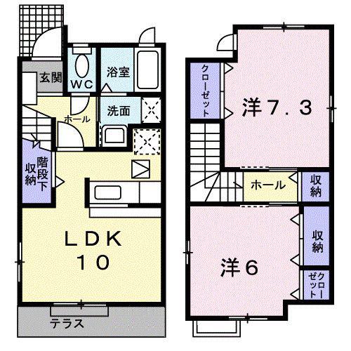 サウス・ヴィラII(2LDK/1階)の間取り写真