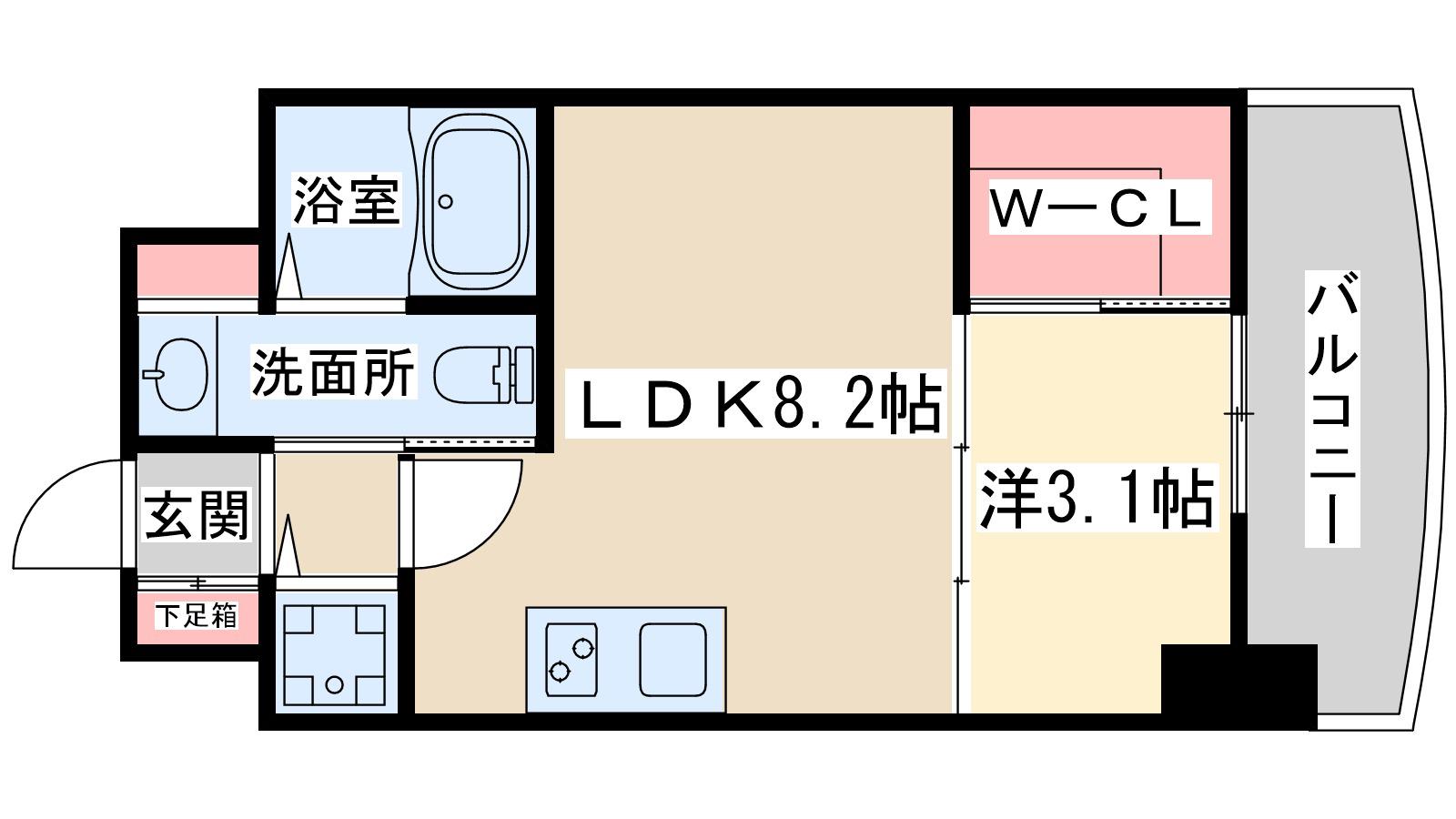 ARISTO扇町(1LDK/4階)の間取り写真