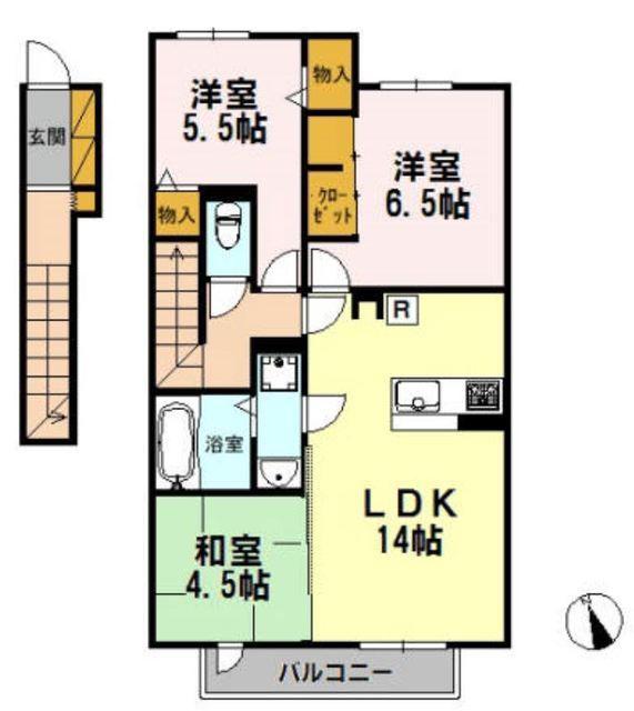 北野翠亭II(3LDK/2階)の間取り写真
