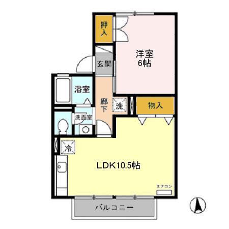 エピナール A(1LDK/1階)の間取り写真