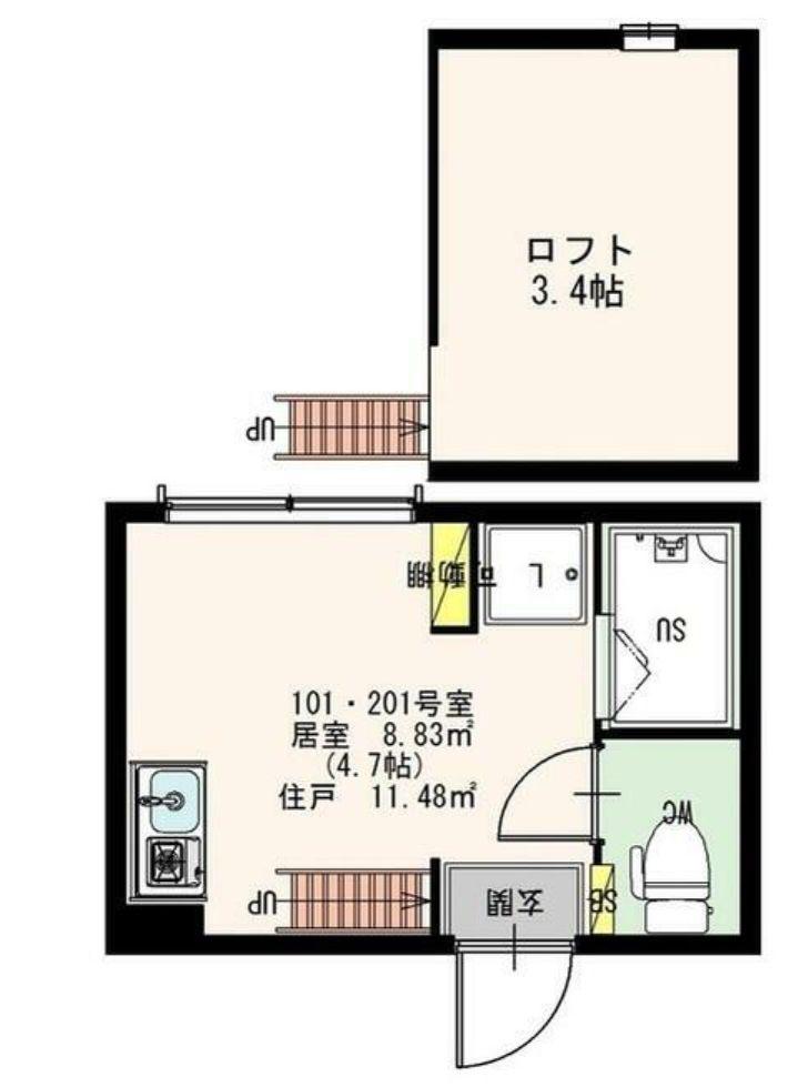 ティアレ高円寺(ワンルーム/2階)の間取り写真
