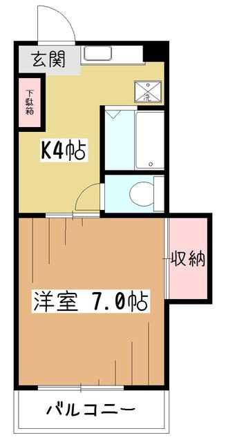 南ビル(1K/4階)の間取り写真