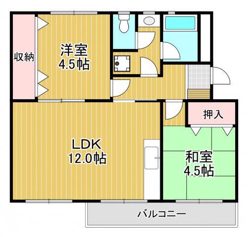 公団狭山26号棟(2LDK/1階)の間取り写真