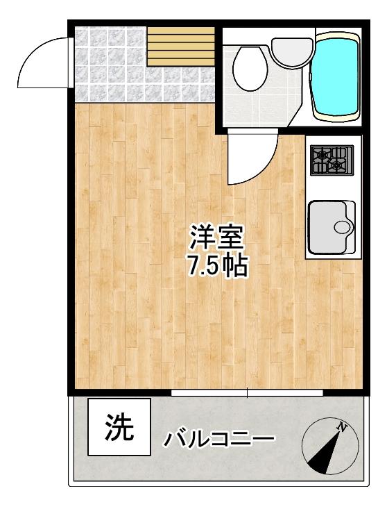 エルマンション(ワンルーム/4階)の間取り写真