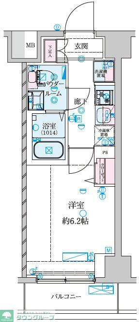 GENOVIA南鳩ヶ谷(1K/1階)の間取り写真