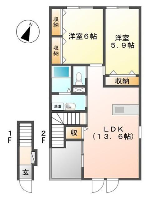 グラナート(2LDK/2階)の間取り写真