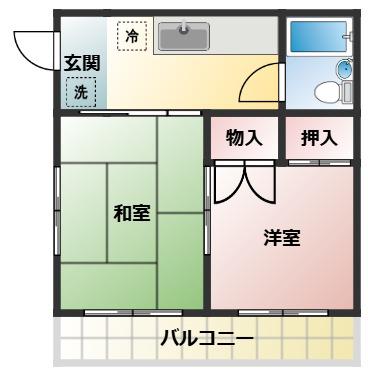 レジデンス川島(2DK/1階)の間取り写真
