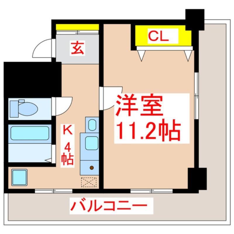 グランガーデンたてばば(1K/3階)の間取り写真