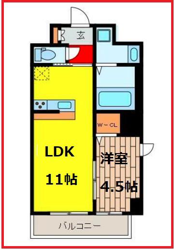アトランティスタワーお花茶屋(1LDK/6階)の間取り写真
