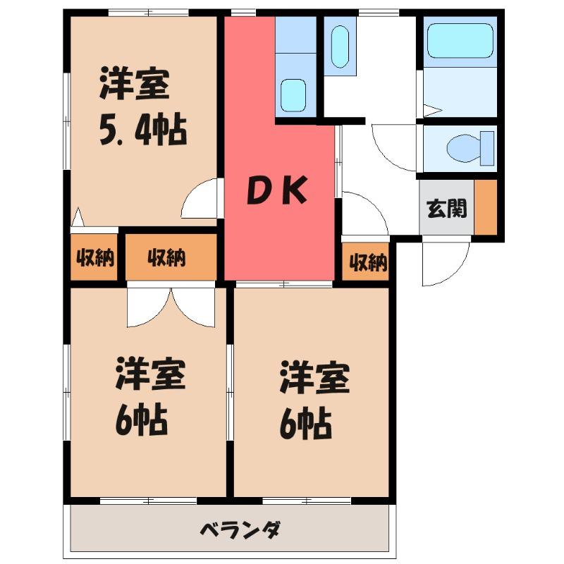 エレガンドミールA(3DK/2階)の間取り写真