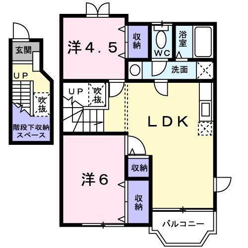 フジハイムII(2LDK/2階)の間取り写真