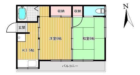 広美荘(2K/2階)の間取り写真