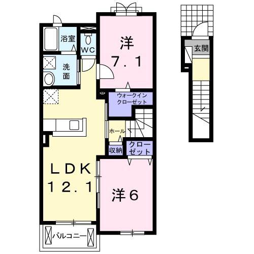 キャトル セゾン(2LDK/2階)の間取り写真