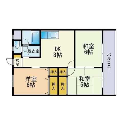 諸岡ビル(3DK/2階)の間取り写真