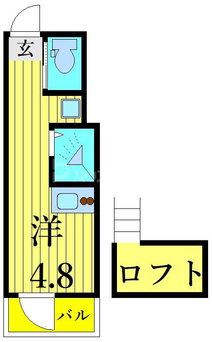 金町タイムテラス(ワンルーム/2階)の間取り写真