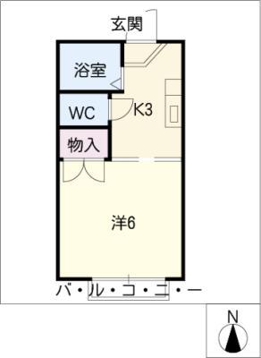 パークハイム三郷(1K/2階)の間取り写真