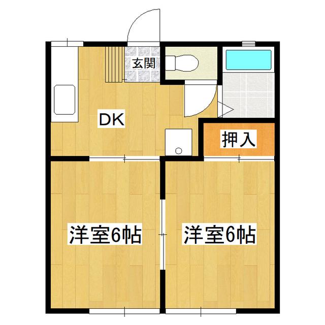 桂コーポ鈴木(2DK/1階)の間取り写真