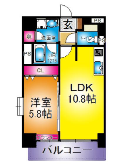 ＪＲ武蔵野線 吉川美南駅 徒歩6分 4階建 築13年(1LDK/1階)の間取り写真