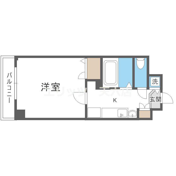 プレサンス梅田北パワーゲート(ワンルーム/9階)の間取り写真
