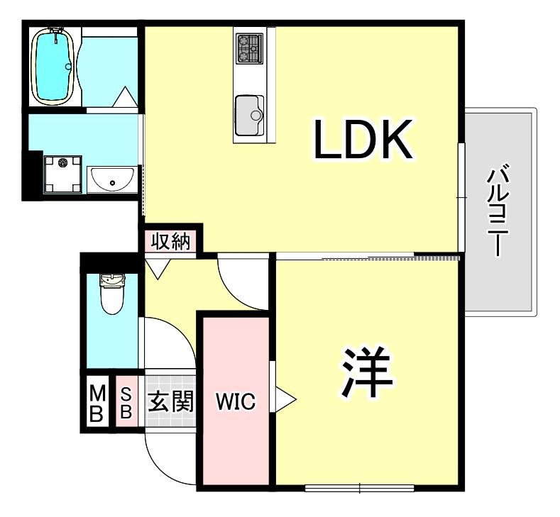 クローバー富士5号館(1LDK/1階)の間取り写真