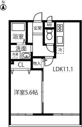 第3さくらマンション中央(1LDK/8階)の間取り写真