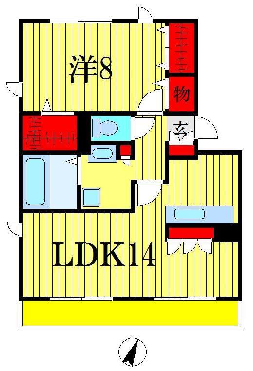 ソレイユ(1LDK/2階)の間取り写真