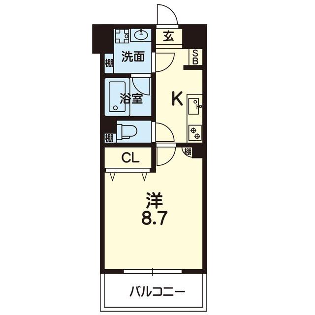 ライズ下通(1K/5階)の間取り写真