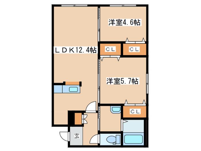 ITK栄通(2LDK/3階)の間取り写真