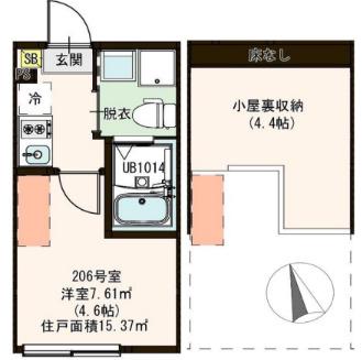ハーモニーテラスプレミアム竹の塚(ワンルーム/2階)の間取り写真