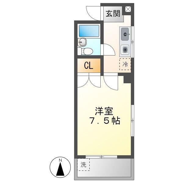 コーポ英大(1K/3階)の間取り写真