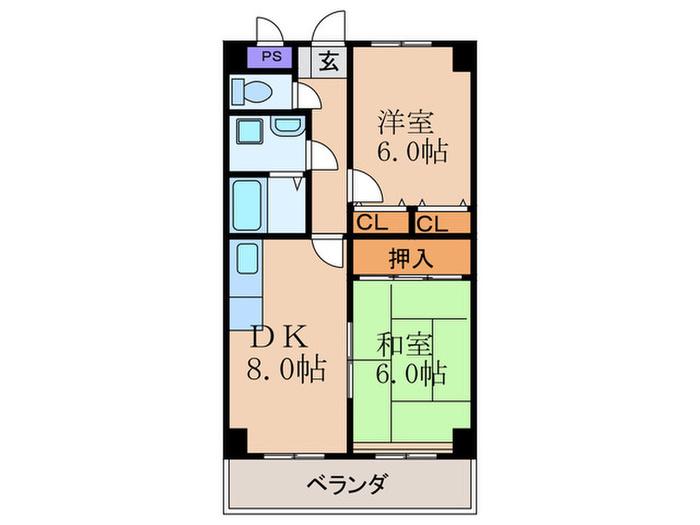 サンモール松本(2DK/2階)の間取り写真
