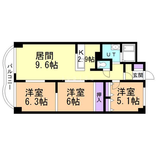 ビラ・サンライト第2(3LDK/8階)の間取り写真