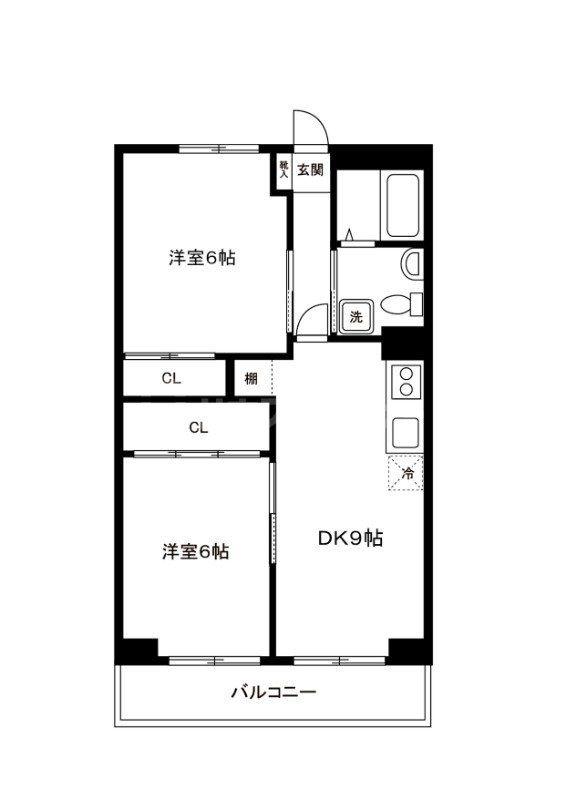 セントラルハイツいちのえ(2DK/3階)の間取り写真