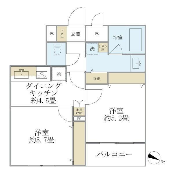 THE SHINAGAWA イースト RESIDENCEザシナガワイ(2DK/2階)の間取り写真