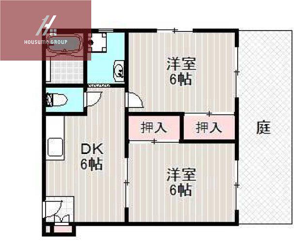ロゼッリーナ灰塚(2DK/1階)の間取り写真