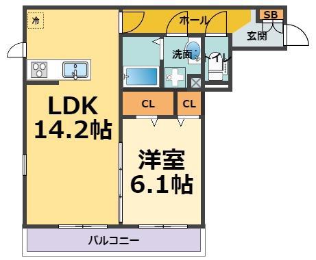 グランドメゾン(1LDK/2階)の間取り写真