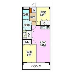 瑞和ビル(2LDK/4階)の間取り写真
