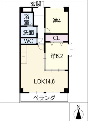 SSマンション(2LDK/3階)の間取り写真