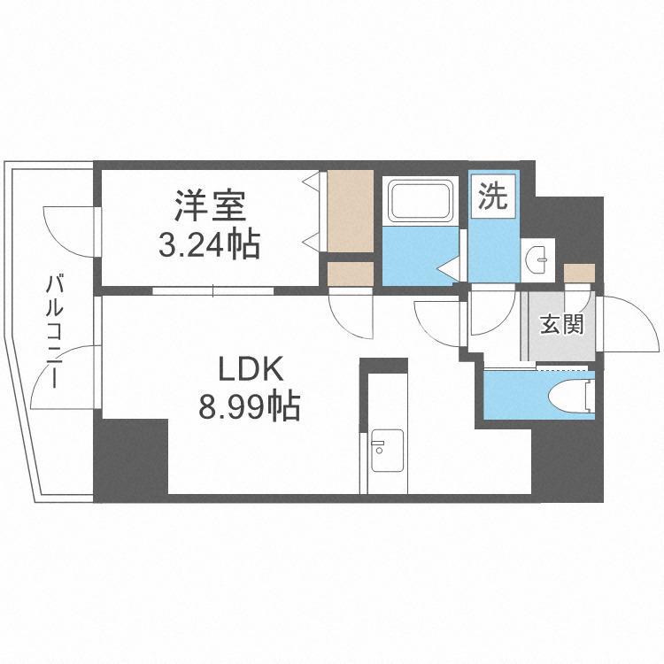 ARTIZA西長堀(1LDK/9階)の間取り写真