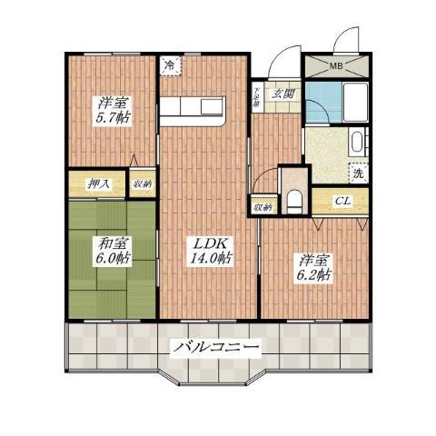 リヴェール春日(3LDK/4階)の間取り写真