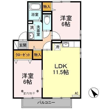 エクセレンテマシューA(2LDK/2階)の間取り写真