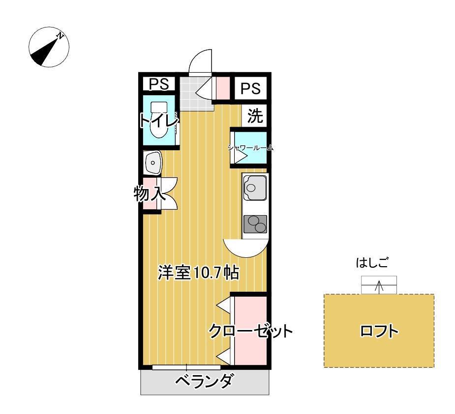 アパートメントK(ワンルーム/2階)の間取り写真