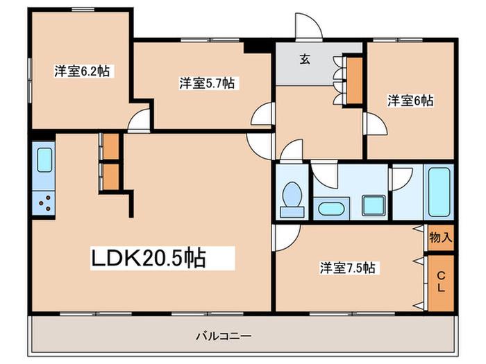 エターナルモーム(4LDK/4階)の間取り写真